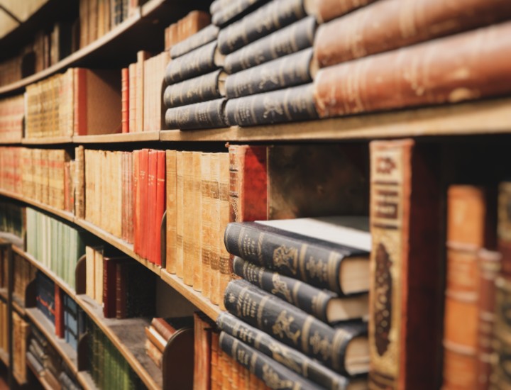 Law books on shelves